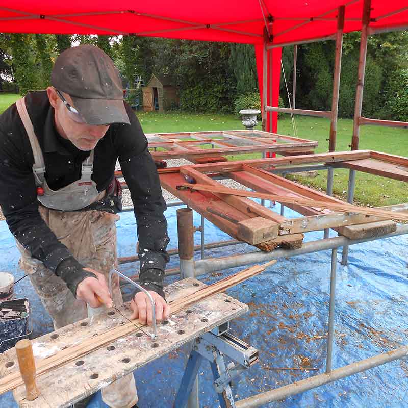 Timber Window Conservation - mobile workshop allowing work to be undertaken on site