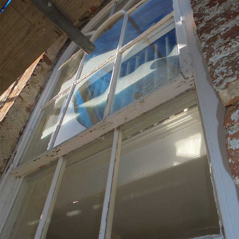 Timber Window Conservation - arched sash window restoration and redecoration project