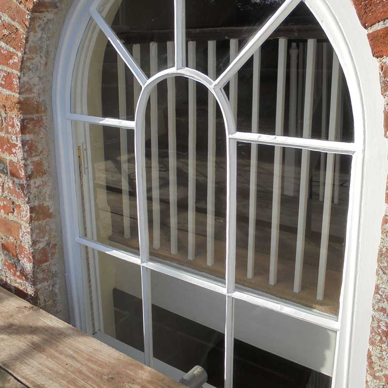 Timber Window Conservation - arched sash windows repaired, restored and redecorated