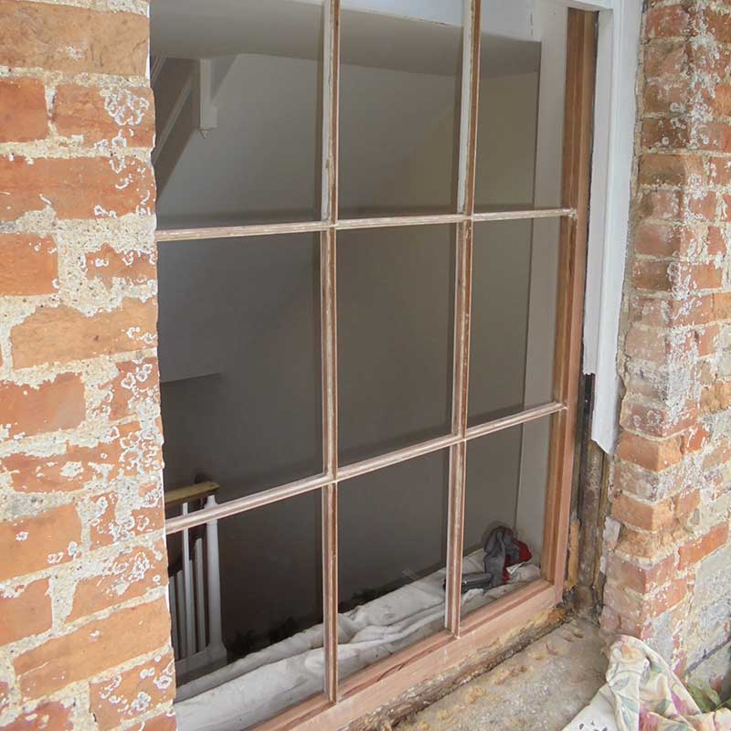 Timber Window Conservation - wood framed sash window restoration project