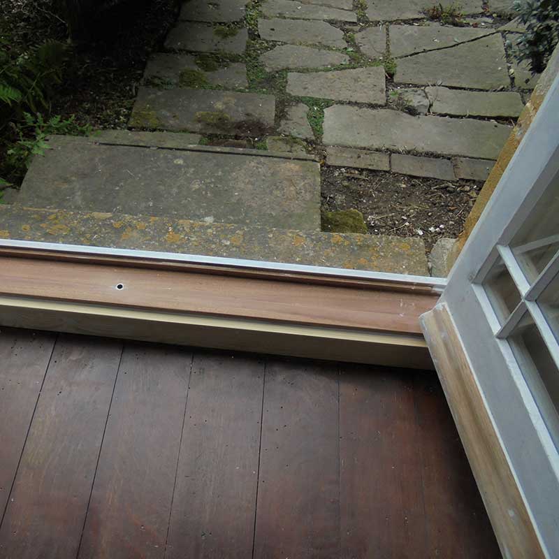 Timber Window Conservation - repair to frame of wooden patio doors