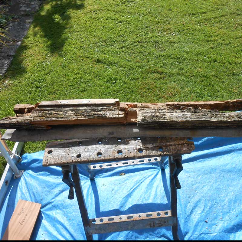 Timber Window Conservation - Wood frame removed for restoration